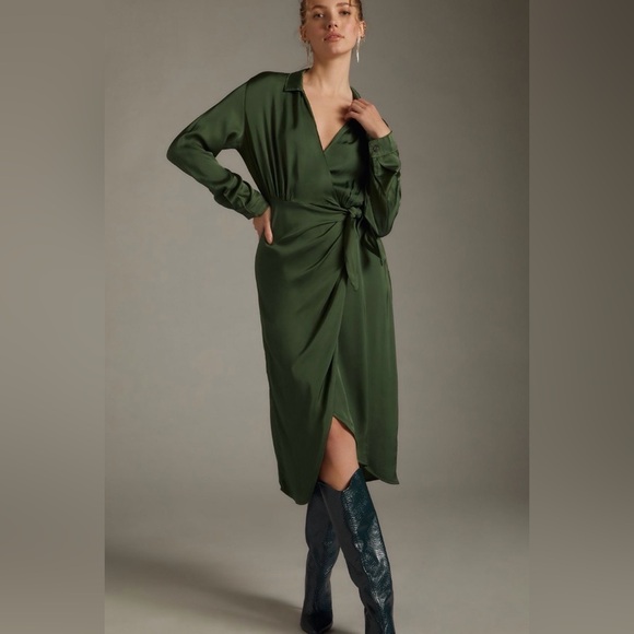 Velvet by Graham & Spencer Dresses & Skirts - Velvet by Graham & Spencer Green Wrap Dress